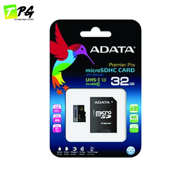 ADATA Premier Pro Micro-SDHC Class10 (32GB) เมมโมรี่การ์ดความเร็วสูง U3-R95W50 พร้อม SD Adapter ADATA Premier Pro Micro-SDHC Class10 (32GB) เมมโมรี่การ์ดความเร็วสูง U3-R95W50 พร้อม SD Adapter